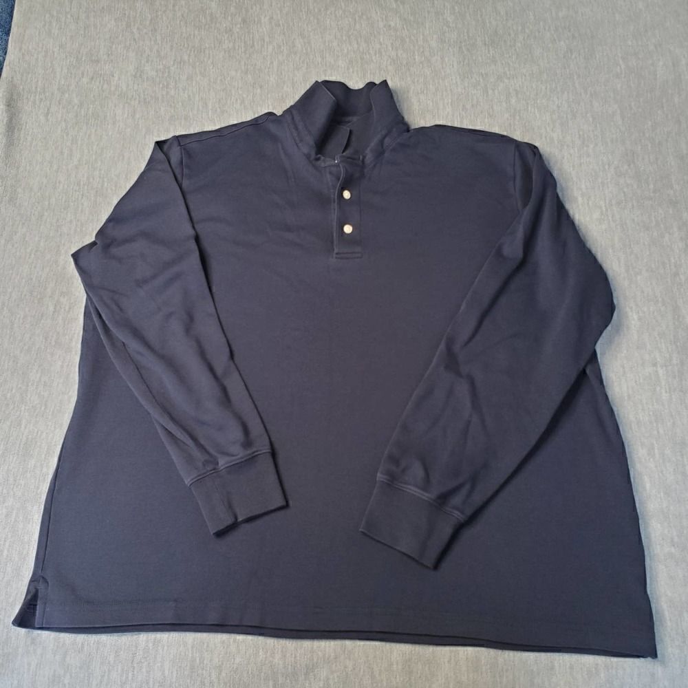 Lands End Polo Mens XL 46-48 Blue Traditional Fit Long Sleeve Shirt